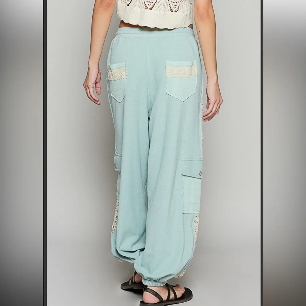 POL NWOT Thermal Crochet Mix Jogger Pants - Picture 2 of 5